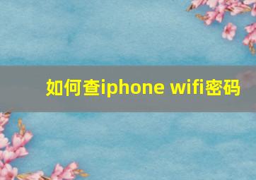 如何查iphone wifi密码